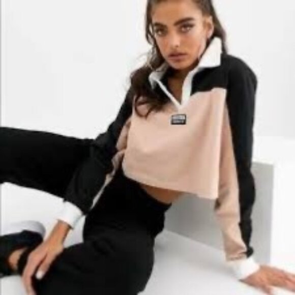 Adidas Y2K  Colorblock Cropped Collared Polo Top - Picture 1 of 8